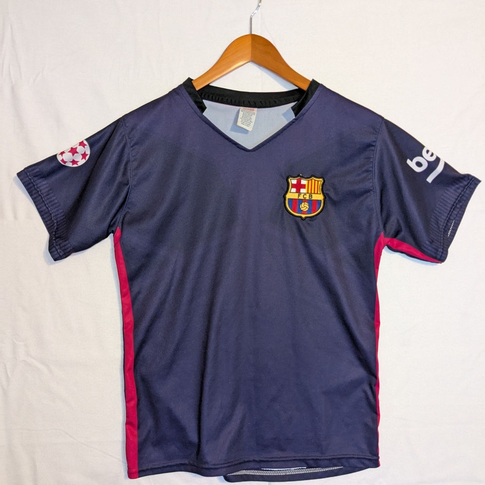 Lionel Messi FC Barcelona soccer football jersey black x purple x pink